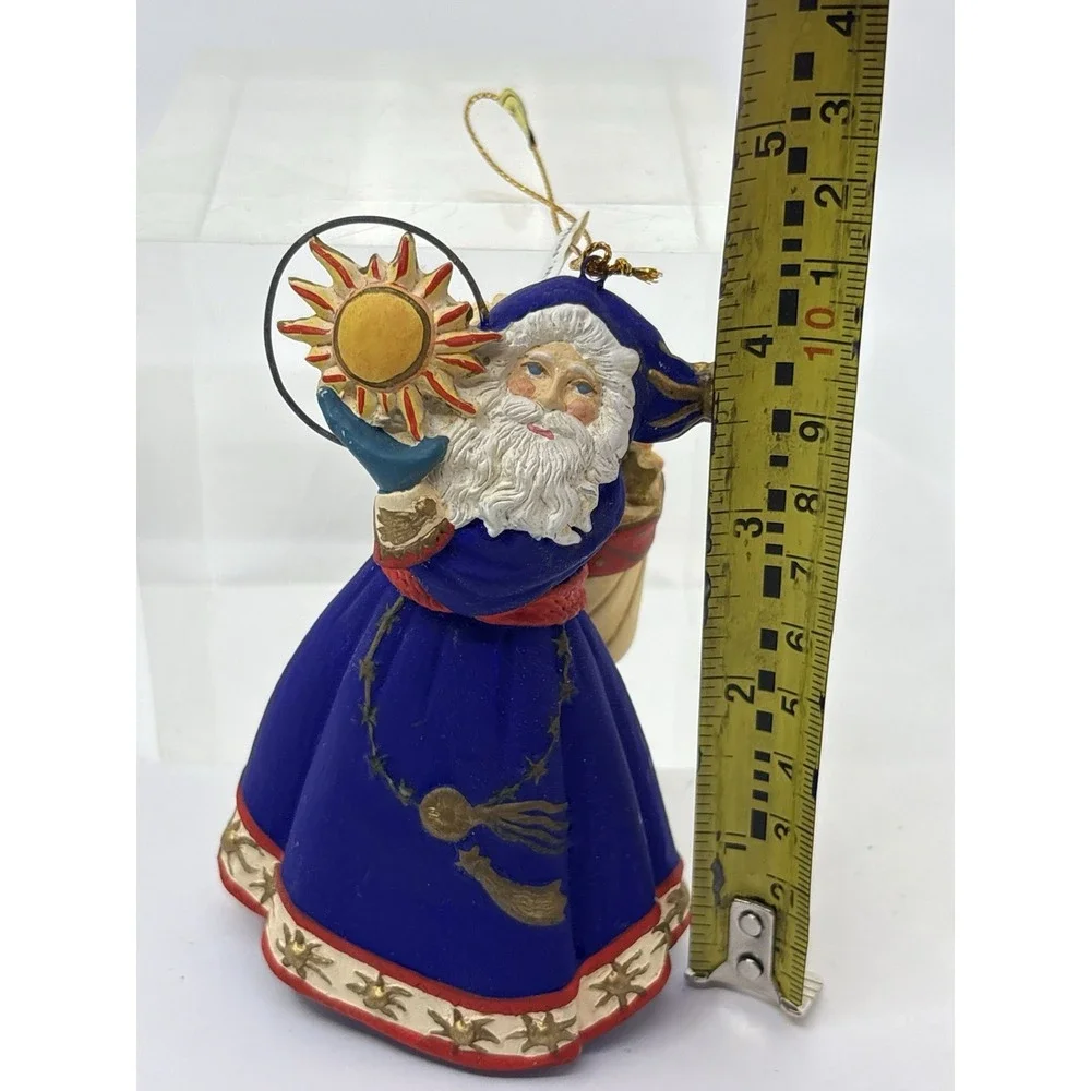 Resin Wizard Sun Solstice Blue Cloak Santa Christmas Ornament W Tags